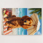 Puzzle Scène de plage avec Setter Rouge Irlandais (Horizontal)