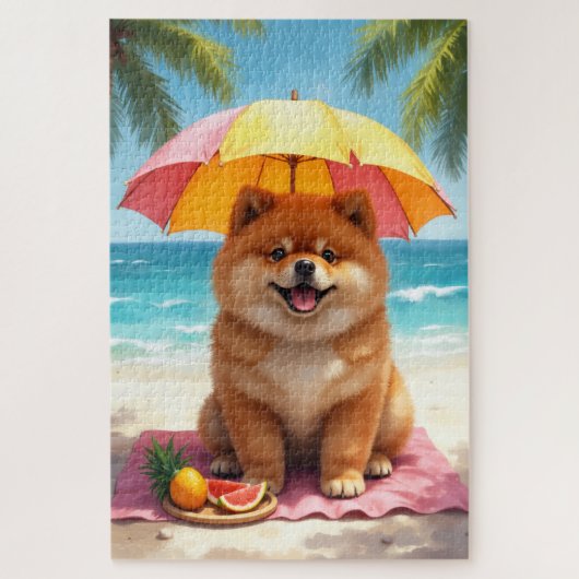 Puzzle Scène de plage de luxe Chow Chow (Vertical)