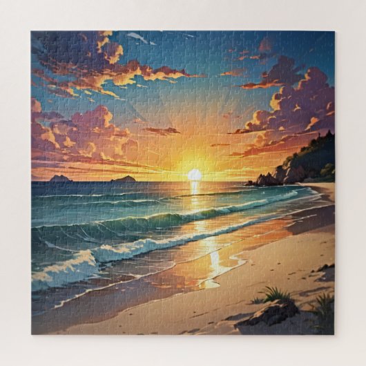 Puzzle Scène de plage Sérénité au coucher du soleil (Vertical)