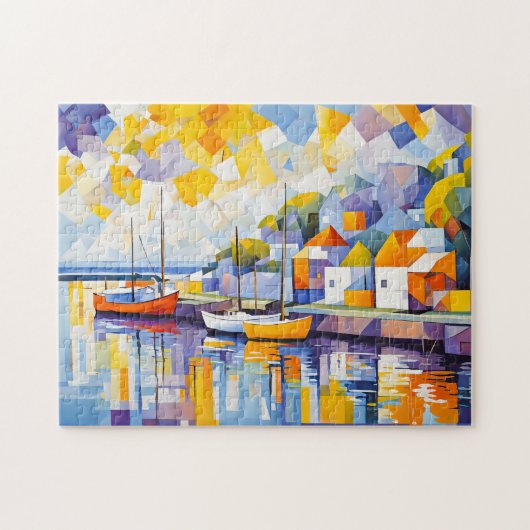 Puzzle Scène de port cubiste avec bateaux (Horizontal)