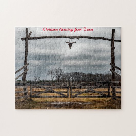 Puzzle Scène de ranch texan.Vœux de Noël (Horizontal)