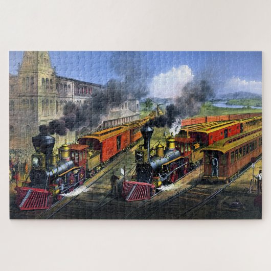 Puzzle Scène de train de chemin de fer américain quittant (Horizontal)