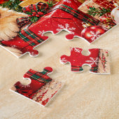 Puzzle Scène de vacances de Noël avec un chiot (Côté)