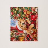 Puzzle Scène de vacances de Noël avec un chiot (Vertical)