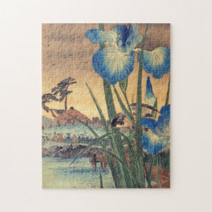 Puzzle Scène d'oiseaux et d'ukiyo-e bleus japonais vinta