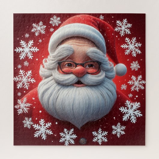 Puzzle Scène enneigée de Père Noël joyeux pour s'amuser a (Vertical)