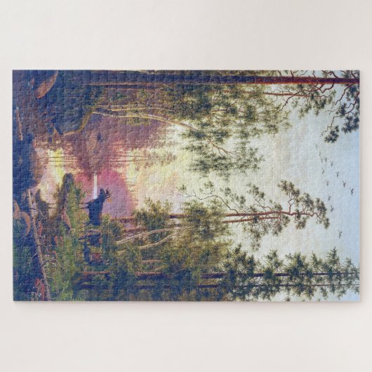 Puzzle Scène forestière avec taureau et vache Moose Carl  (Horizontal)