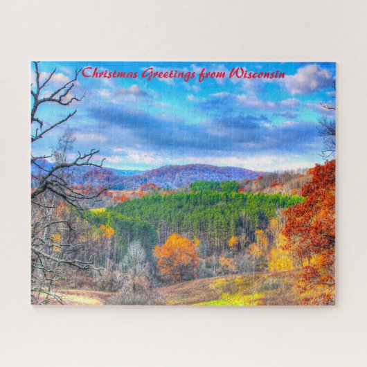 Puzzle Scène forestière Wisconsin.voeux de Noël (Horizontal)