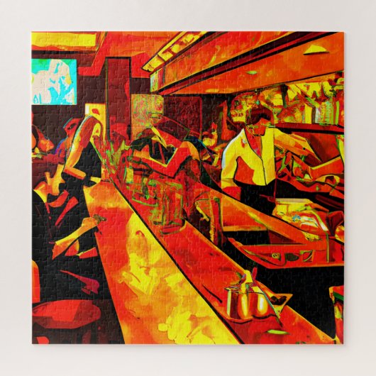 Puzzle Scène Fun Bar | Barman et clients (Vertical)