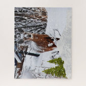 Puzzle Scène hivernale enneigée avec faune de cerfs mulet (Vertical)