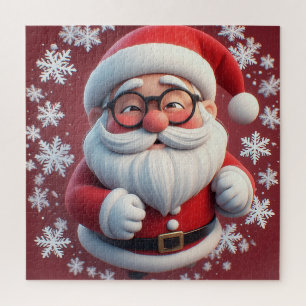 Puzzle Scène joyeuse de flocons de neige du Père Noël pou