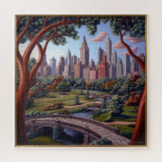 PUZZLE SCÈNE PEINTE D'UN PARC DE VILLE VERS 1900