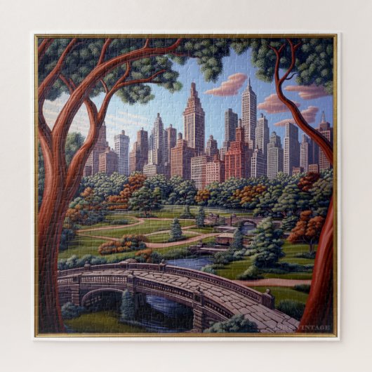 PUZZLE SCÈNE PEINTE D'UN PARC DE VILLE VERS 1900 (Vertical)