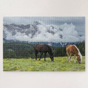 Puzzle Scénique Montagne Chevaux Paysage