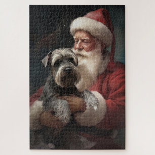 Puzzle Schnauzer avec le Père Noël Festif de Noël