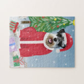 Puzzle Schnauzer Chien à Noël de neige (Horizontal)