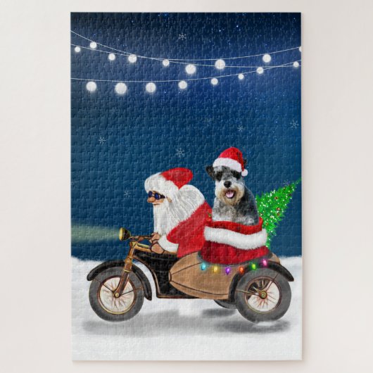 Puzzle Schnauzer Chien Noël Père Noël (Vertical)