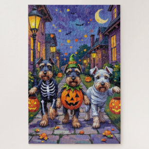 Puzzle Schnauzer faisant Trick-or-Treating dans des costu