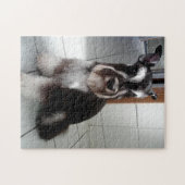 Puzzle Schnauzer Miniature assise noir et argent (Horizontal)