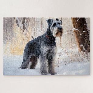 Puzzle Schnauzer Qu'il neige Noël