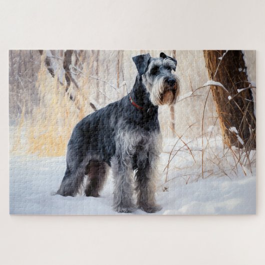 Puzzle Schnauzer Qu'il neige Noël (Horizontal)