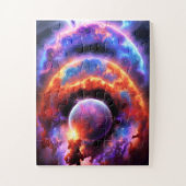Puzzle Science-fiction cosmique Planètes violettes orange (Vertical)