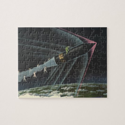 Puzzle Science-fiction vintage d'un astronaute chevauchan (Horizontal)
