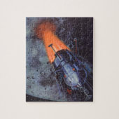 Puzzle Science-fiction vintage, fusée lunaire décollant (Vertical)