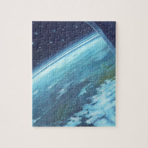 Puzzle Science-fiction vintage, Terre de nuit avec étoile