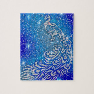 Puzzle Scintillement paon bleu et blanc