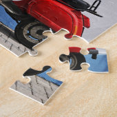 Puzzle scooter rouge par mur, île de Stromboli, (Côté)