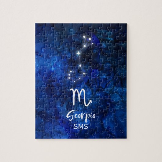 Puzzle Scorpio Zodiac Constellation Bleu Galaxie Monogram (Vertical)