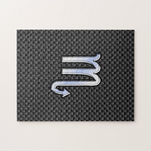 Puzzle Scorpio Zodiac Sign on Carbon Fibre Print (Horizontal)