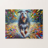 Puzzle Scottish Deerhound Dog Portrait Acrylique Art Impr (Horizontal)