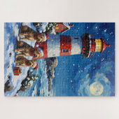 Puzzle Scottish Terrier Christmas Lighthouse Holiday (Horizontal)