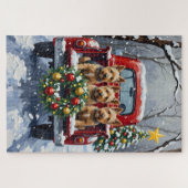 Puzzle Scottish Terrier Christmas Red Truck Holiday (Horizontal)