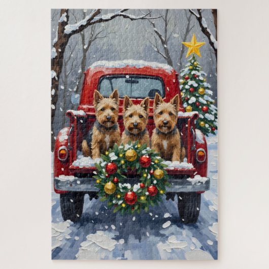 Puzzle Scottish Terrier Christmas Red Truck Holiday (Vertical)