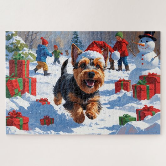 Puzzle Scottish Terrier coule la neige avec le Casquette  (Horizontal)