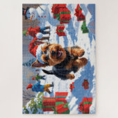 Puzzle Scottish Terrier coule la neige avec le Casquette  (Vertical)