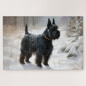 Puzzle Scottish Terrier Laisser Il Neige Noël (Horizontal)