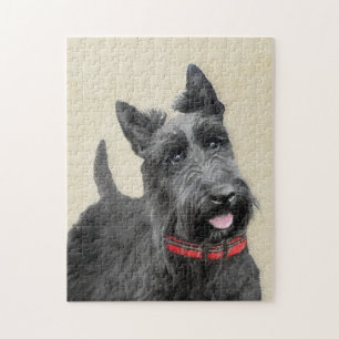 Puzzle Scottish Terrier Painting - Cute Original Dog Art