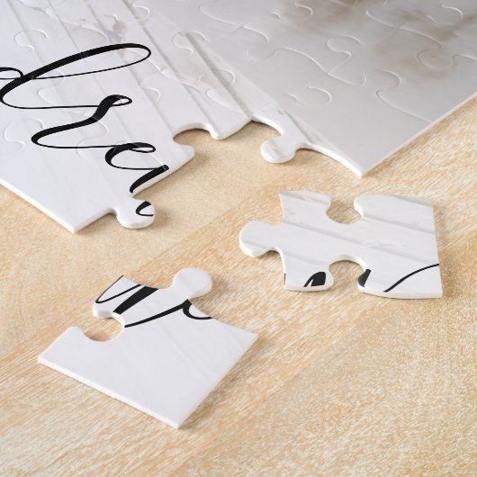 Puzzle Script élégant typographie photo mariage keepsaké (Côté)