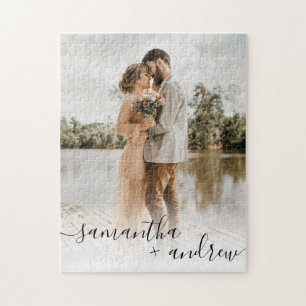Puzzle Script élégant typographie photo mariage keepsaké