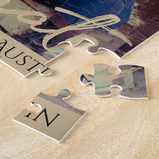 Puzzle Script Gold | Elegant Grad Photo Keepsaké (Côté)