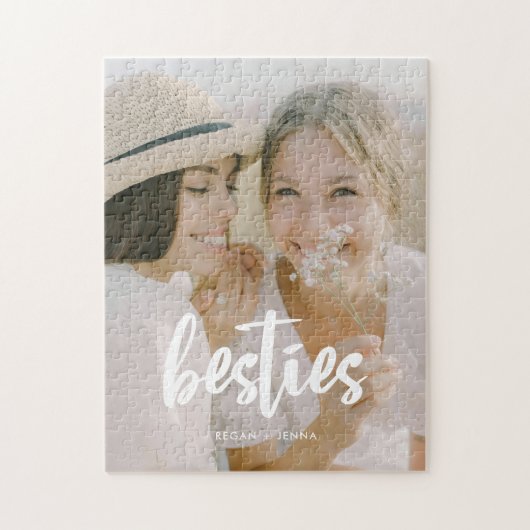 Puzzle Script minimaliste personnalisé 'Besties' Photo &  (Vertical)