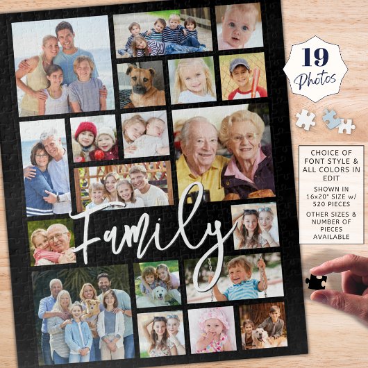 Puzzle Script moderne FAMILLE 19 Photo Collage Couleur pe