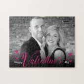 Puzzle Script rose moderne Coeurs chic Black White Photo (Horizontal)