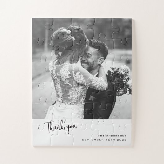 Puzzle Script simple minimaliste avec photo Mariage (Vertical)