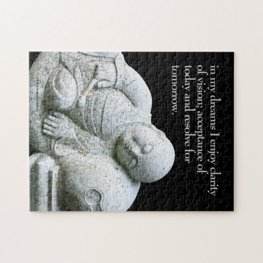 Puzzle Sculpture de jeune moine en pierre de moine calme (Horizontal)