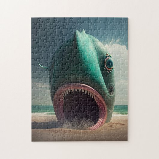 Puzzle Sculpture de requin sur la plage (Vertical)